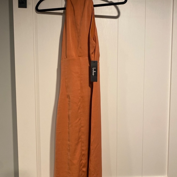 Burnt orange lulus high neck midi dress - Picture 3 of 4